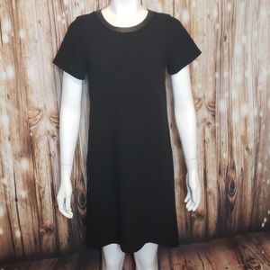Madewell black sheath dress w/ faux leather collar